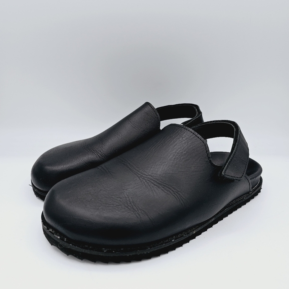 Zara Black Leather Clogs in 100% Cowhide Leather, size 5 - Picture 2 of 13